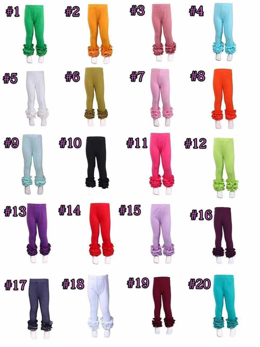 Custom moq 5 cotton icing pants Kid's lace leggings custom more color