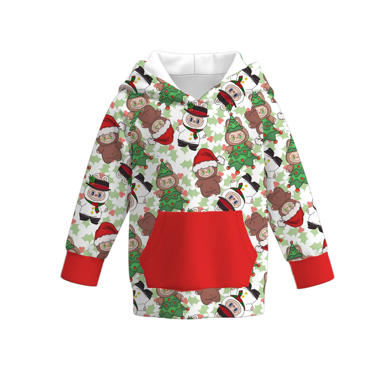 Custom moq 5 each style eta 6-7weeks baby girl clothes Christmas hooded long sleeve tops 4-25.7.16