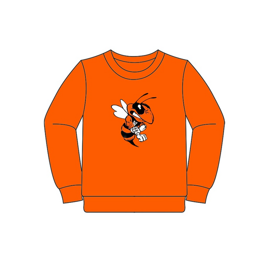 Custom moq 5 mix size milk silk baby girls clothes team orange long sleeve top-25.8.1