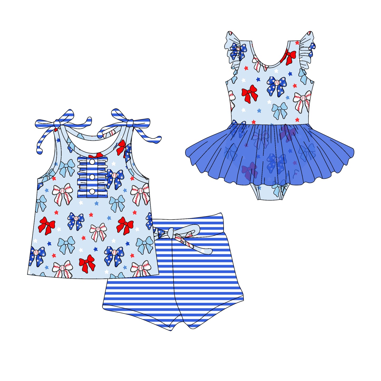 3.1 custom each style moq 5eta 4-6week Sibling Sister bow baby girl short sleeve shorts sets and romper match design