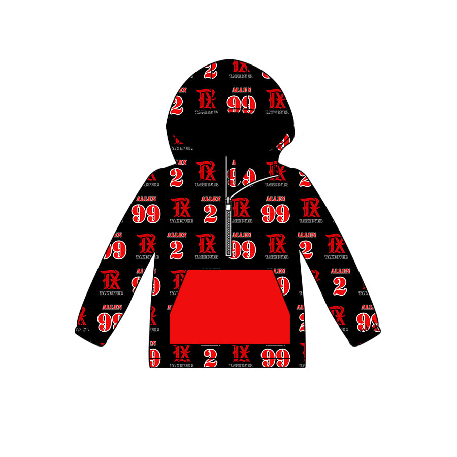 custom moq 5 tat about 6-8week Red and black zip-up hoodie with pockets