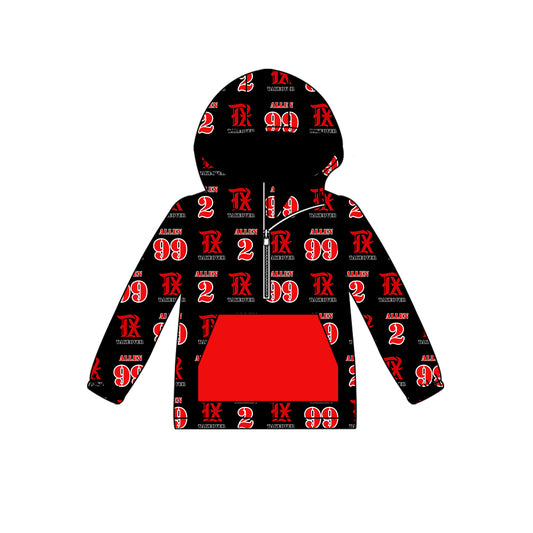 custom moq 5 tat about 6-8week Red and black zip-up hoodie with pockets