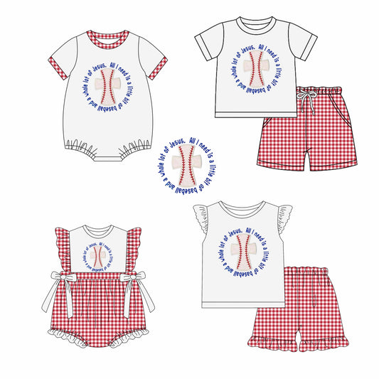 12.2 custom each style moq 5eta 4-6week Sibling Sister easter baseball baby girl short sleeve shorts sets and sets 2 and girls romper and boy romper match design