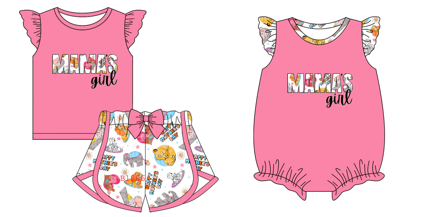 12.3 custom each style moq 5eta 4-6week Sibling Sister MAMA GIRL love baby girl short sleeve shorts sets and rompers match design