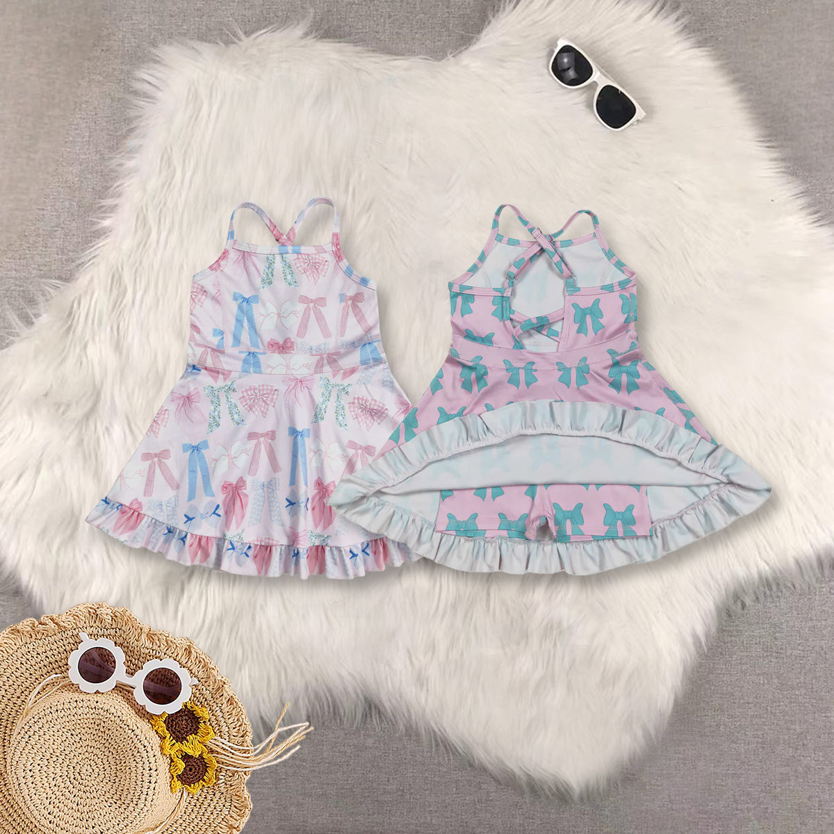 RTS NO MOQ baby girl clothes yoga floral suspender skirt sets