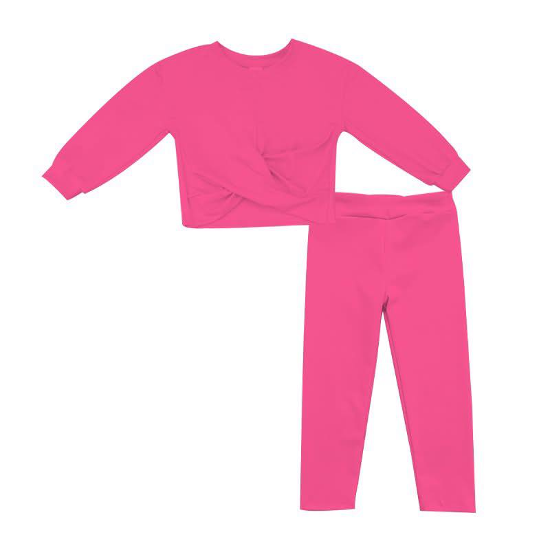 Custom moq 5 each style eta 6-7weeks baby girl clothes solid color long sleeve pants sets 1 and sets 4-25.9.16