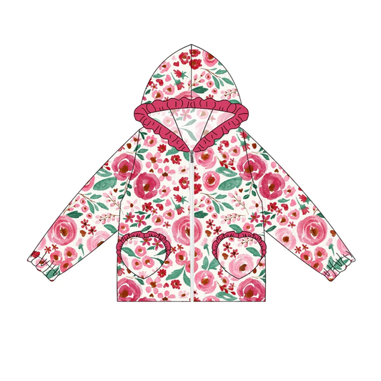 Custom moq 5 each style eta 6-7weeks baby girl clothes pocket floral hooded long sleeve top-25.8.1