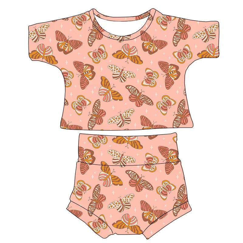 Custom moq 5 each style eta 6-7weeks baby girl clothes short sleeve briefs set 6-25.7.28