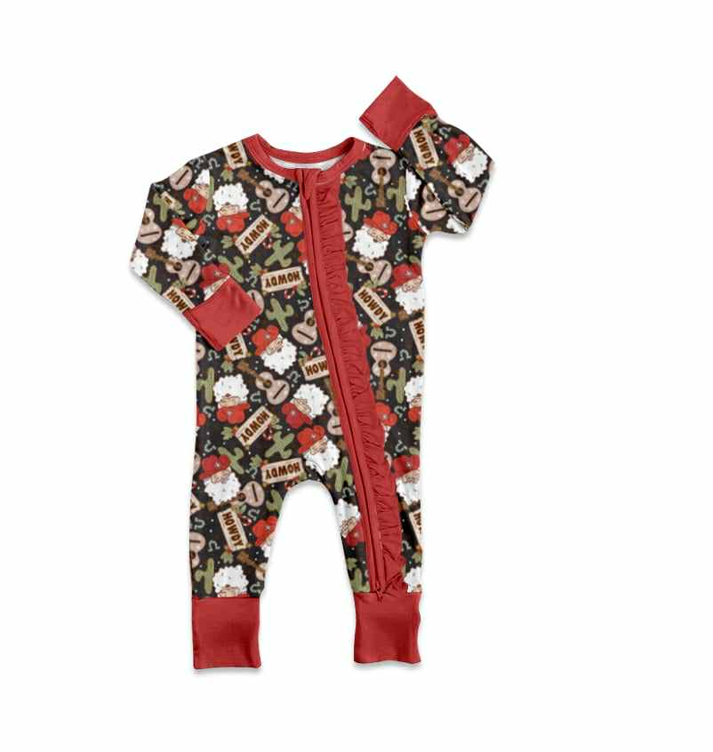 Custom moq 5 mix size Ruffle zippy Boy zippy  wester long sleeve romper