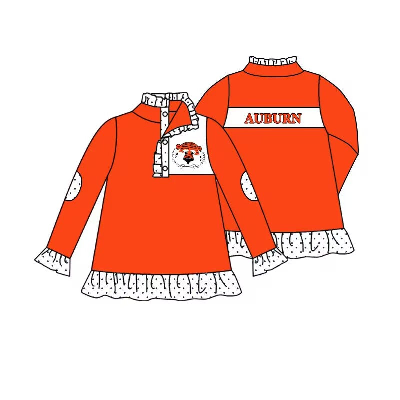 custom moq 3 eta 6-8weeks team baby girls clothes orange Zipper Pullover