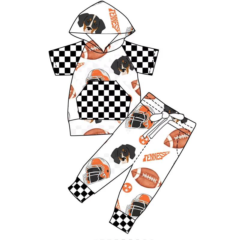 Custom moq 5 each style eta 6-7weeks baby boy clothes summer hooded short sleeve pants sets 6-25.7.24