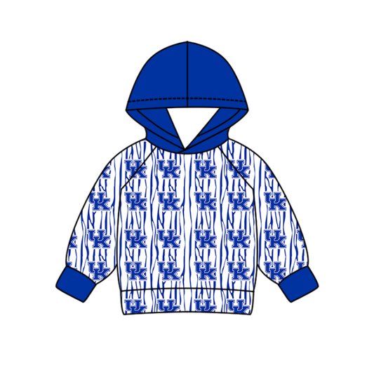 Custom moq 5 mix size milk silk summer team baby boys clothes blue hooded long sleeve top-25.10.30