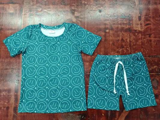 Custom moq 3 eta 6-7weeks baby boy clothes smiley short sleeve shorts sets-25.5.8