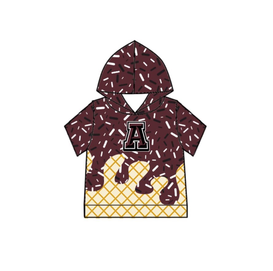 Custom moq 5 mix size baby kids clothing girls clothing A Maroon Ice Cream Summer Girls Clothes