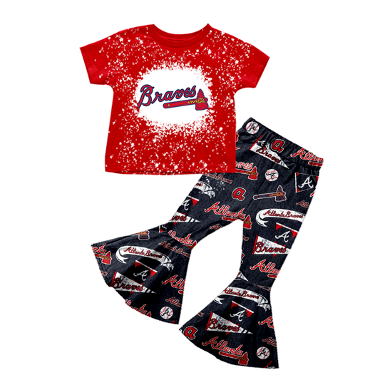 Custom summer teams baby girl clothes team red short sleeve pants sets-25.8.2