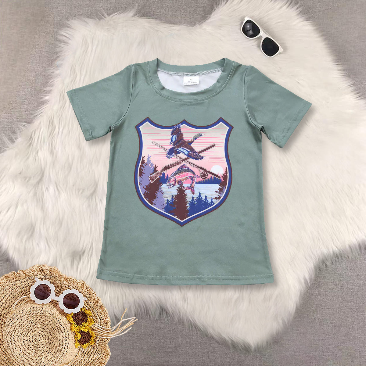 RTS NO MOQ baby boys clothes camouflage short-sleeved tops