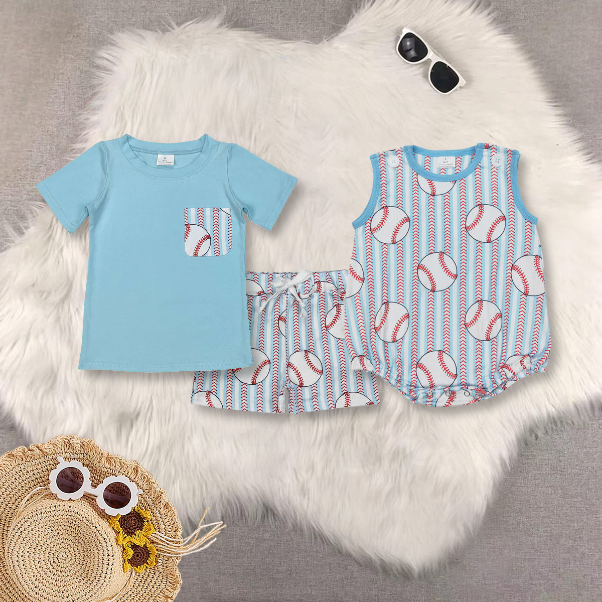 RTS NO MOQ baby boy clothes baseball Rompers Clothes Sets