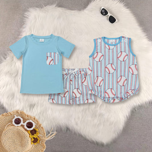 RTS NO MOQ baby boy clothes baseball Rompers Clothes Sets