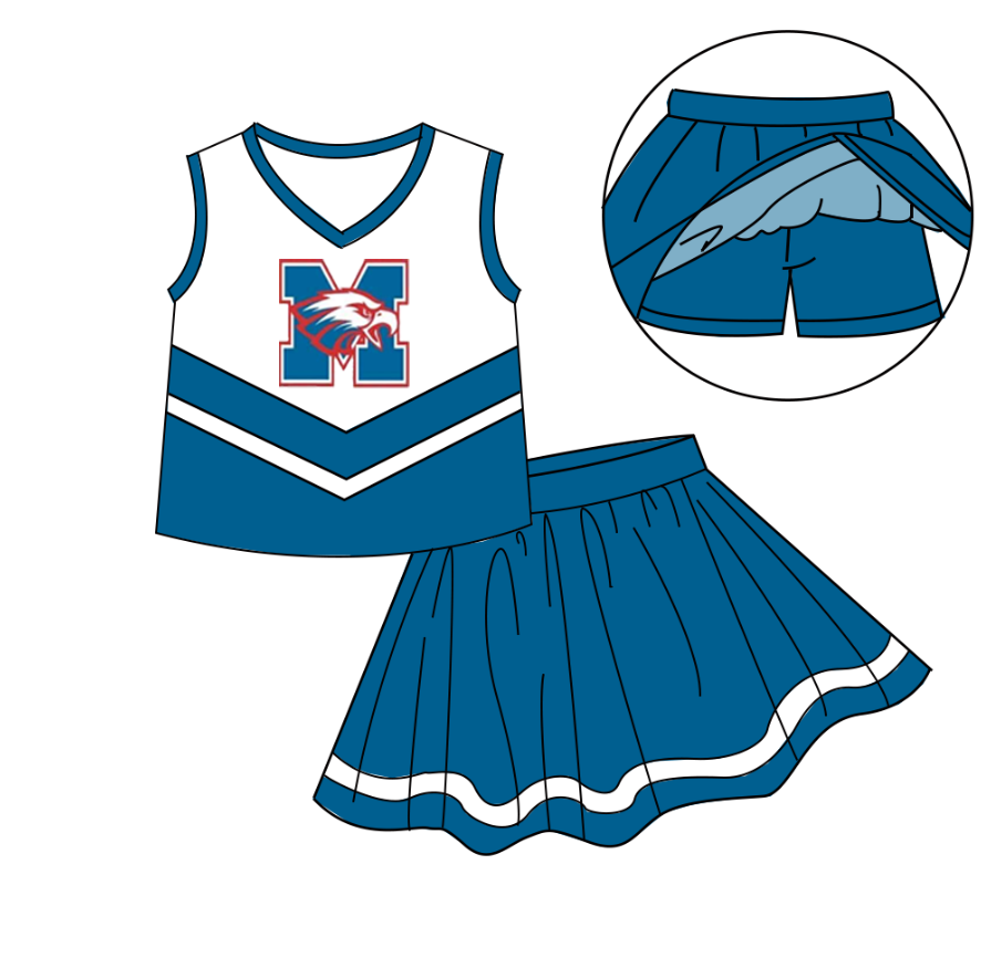 Custom moq 5 mix size milk silk eta 6-8weeks summer teams brick red baby girls clothes team sleeveless skirts shorts sets cheer sets Cute school series
