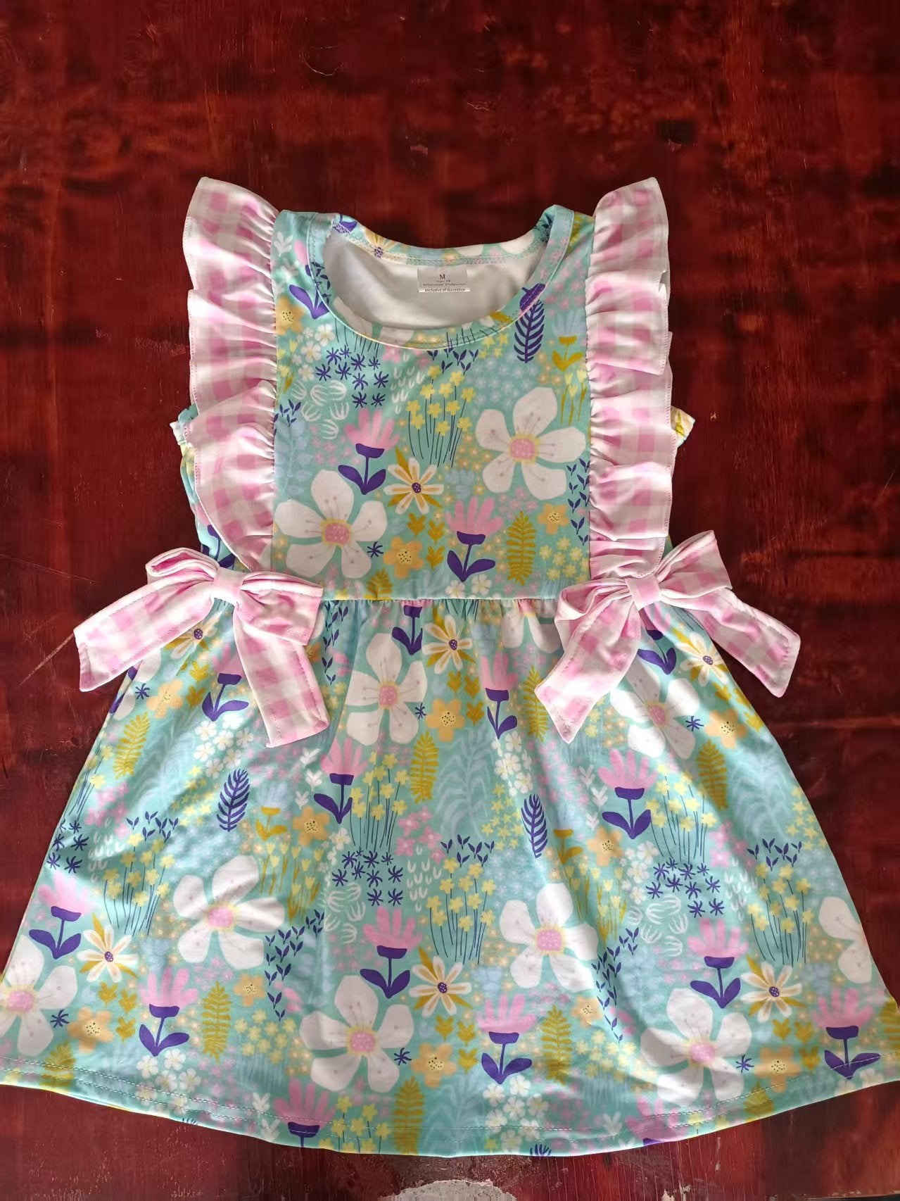 Custom moq 3 eta 6-7weeks baby girl clothes floral flying sleeve dress