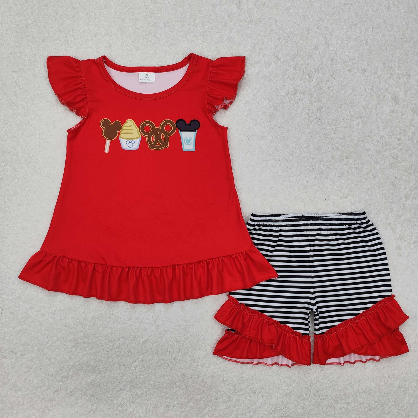 Cute Clothes GSSO1616 Baby Girls Red Tunic Ruffle Shorts Clothes Sets