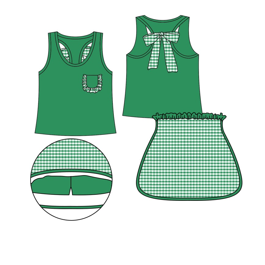 Custom moq 3 eta 7/8week moq 5 eta /4/5week baby girl and boys clothes plaid flying Sleeve briefs Shorts Set rompers