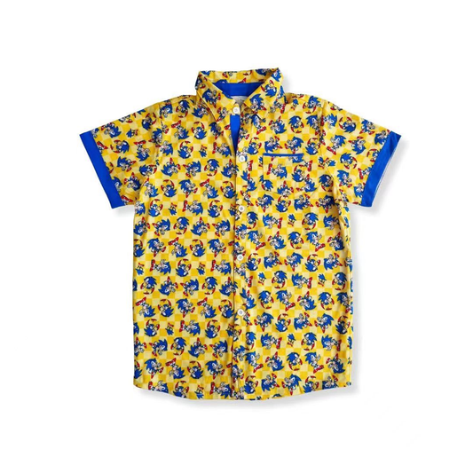 Custom moq 5 eta 6-7weeks baby boys top Yellow short-sleeved boys' top
