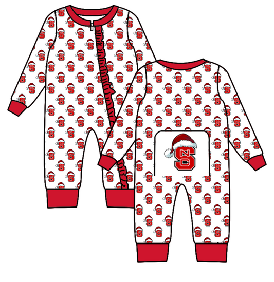 Custom moq 5 eta 6-8weeks   Santa hat red SZC team long sleeve GIRLS romper