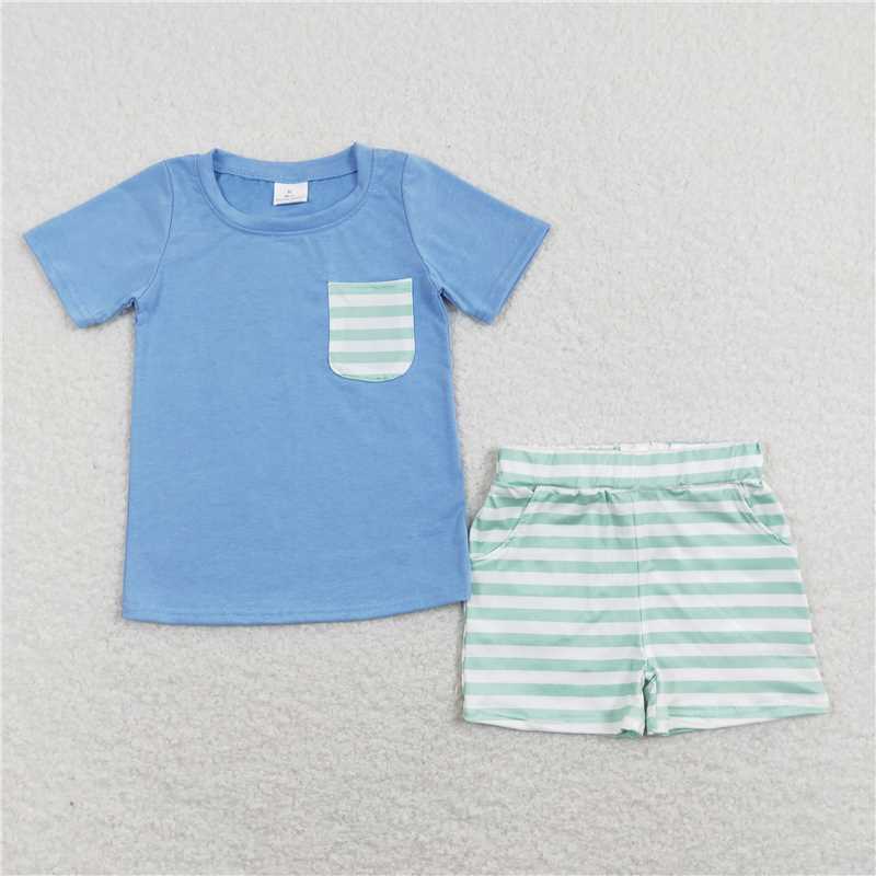 Baby boys Cowboy solid color green plaid Sibling Sister Clothes Sets