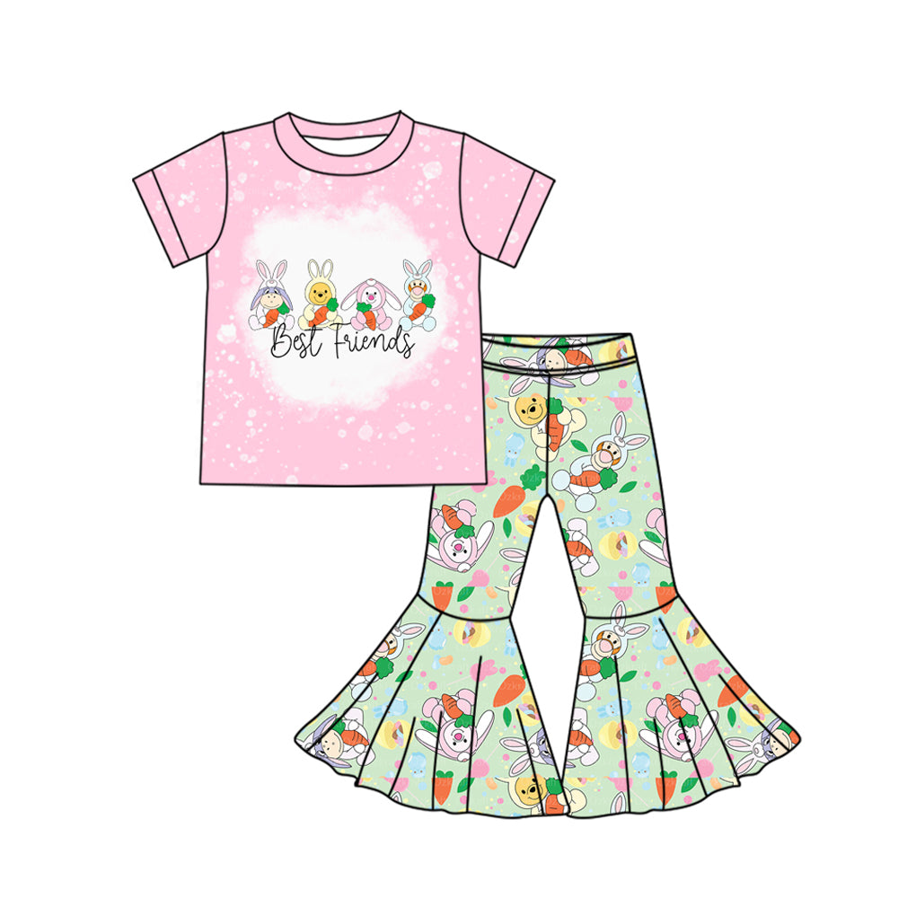 10.21 custom each style moq 5eta 4-6week Sibling Sister easter rabbit pink baby girl sets and dress and rompers match family design