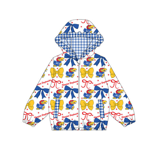 1003-Custom moq 8 mix size milk silk summer team baby girls clothes bow yellow and blue hooded long sleeve top-25.10.9（