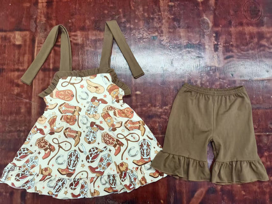 Custom moq 3 eta 6-7weeks baby girls clothes boot hats suspender shorts sets-25.4.30
