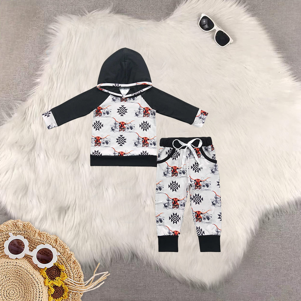 RTS NO MOQ baby boy clothes hooded long sleeve Clothes Sets