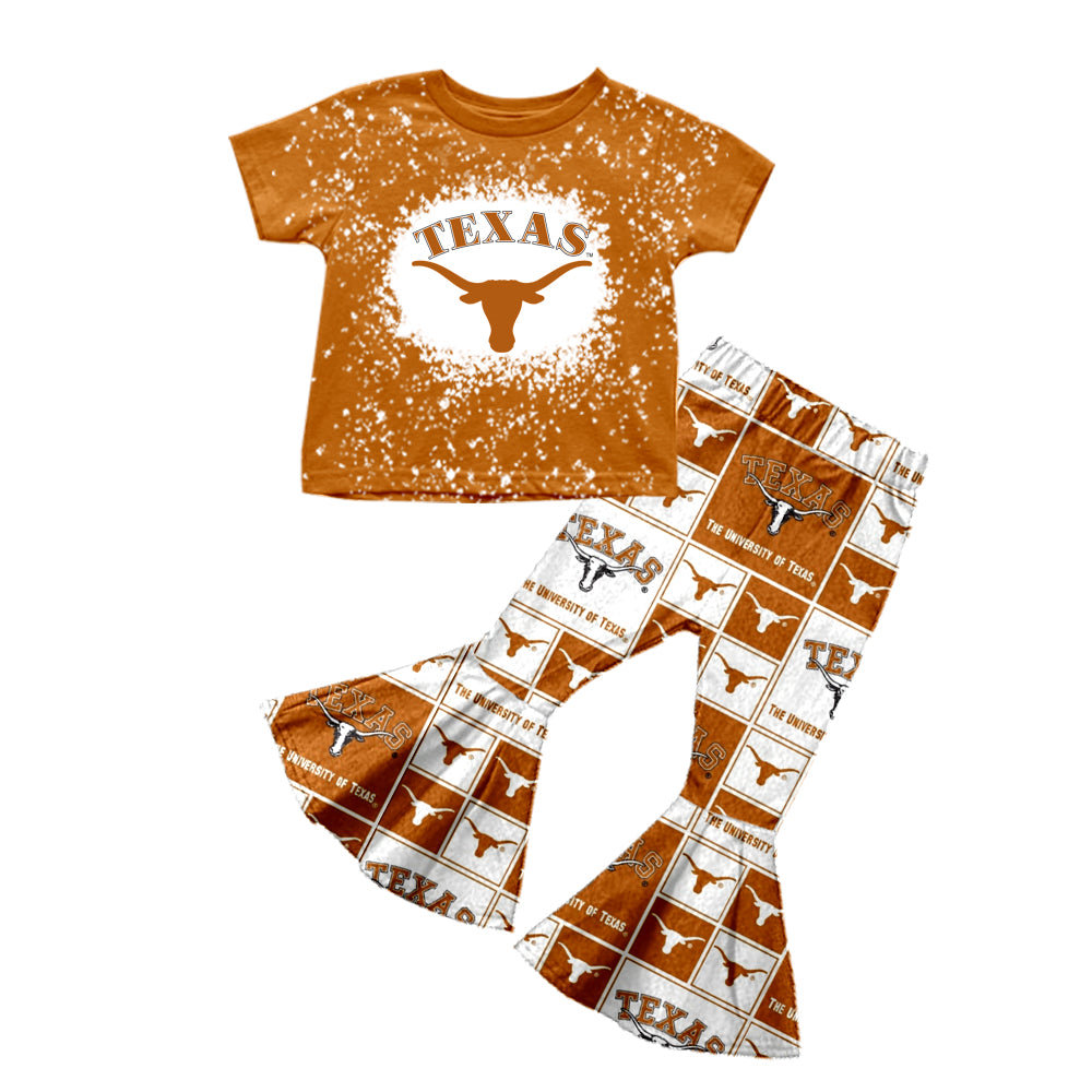 baby girl clothes team TEXAS light orange top pants toddler girl summer outfit