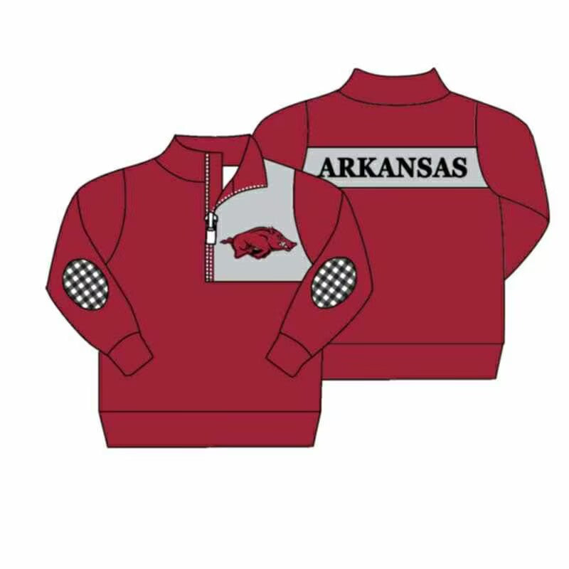 Custom moq 5 mix size milk silk summer teams baby girls boy clothes dark red long sleeve top 2-25.8.28
