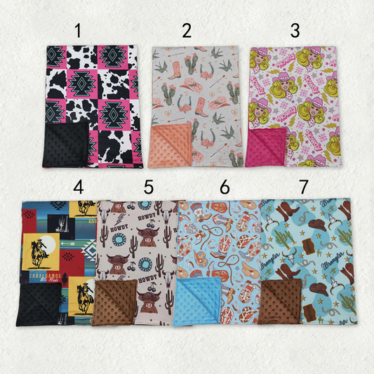 RTS NO MOQ Sibling baby blanket geometric western catcus summer kids blankets