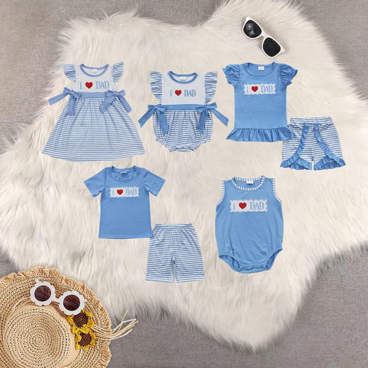RTS Boys and girls embroidery mom Short Sleeve Shorts sets dress romper