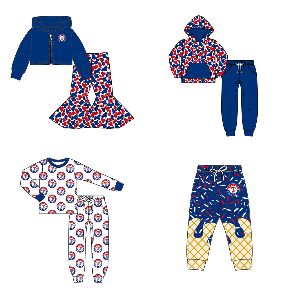 Custom moq 5 mix size milk silk summer teams baby girls clothes camouflage blue hooded long sleeve pants sets 2 and boy pants sets and pant-25.8.8