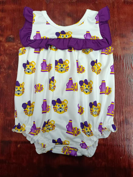 Custom moq 3 eta 6-7weeks baby girl clothes team purple sleeveless romper