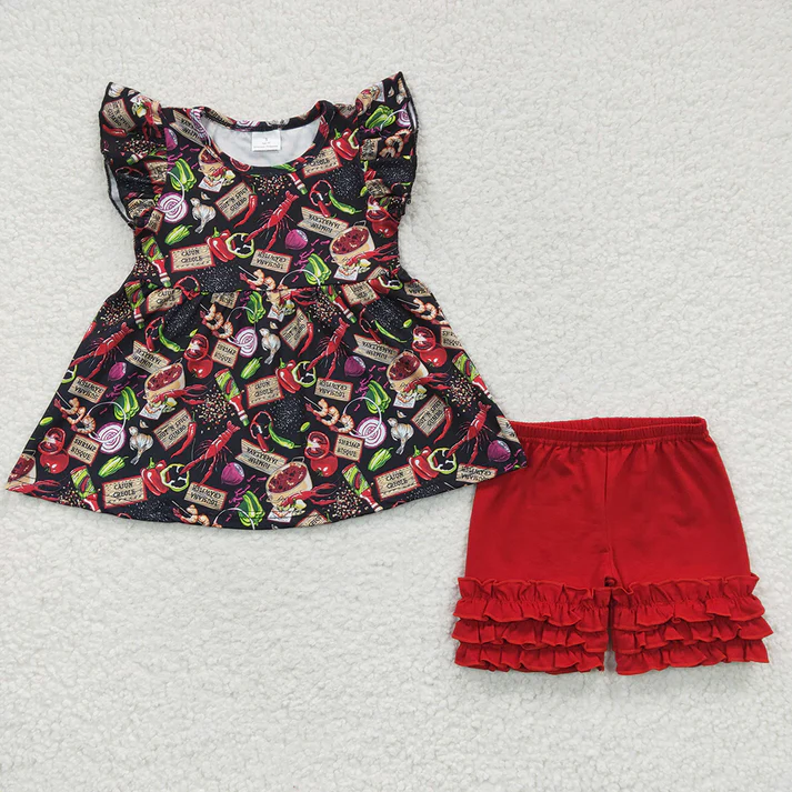 RTS Boys and girls lobster Short Sleeve Shorts sets dress romper