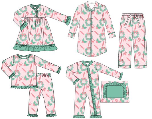 25.6.21 custom each style moq 5eta 4-6week Sibling Sisters Christmas baby girl long sleeve pants sets and adult top and adult pants and romper and dress match family design