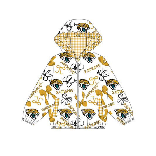 1001-Custom moq 8 mix size milk silk summer team baby girls clothes bow yellow hooded long sleeve top-25.10.9