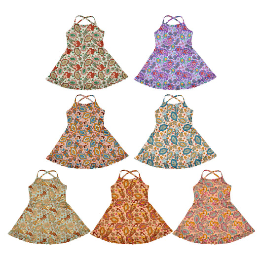 4.15 custom each style moq 5eta 4-6week Sibling Sister baby girls clothes Short sleeve yoga dress 1 and dress 7 match family design