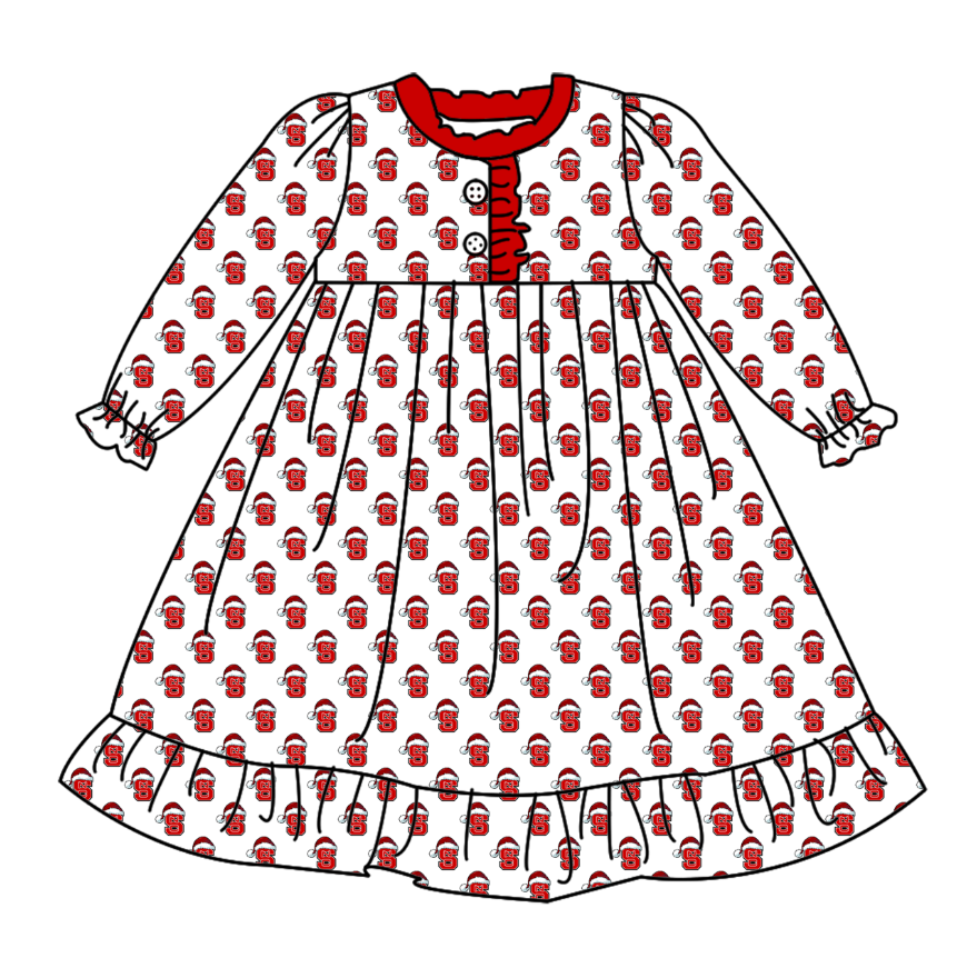 Cmoq 5 tat about 6-8 weeks team Santa hat red SZC team long sleeve Girls Nightdress