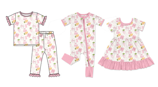25.9.25 custom each style moq 8 eta 6-8week Sibling Sisters easter bow baby girl short sleeve pants sets and dress and rompers match family design