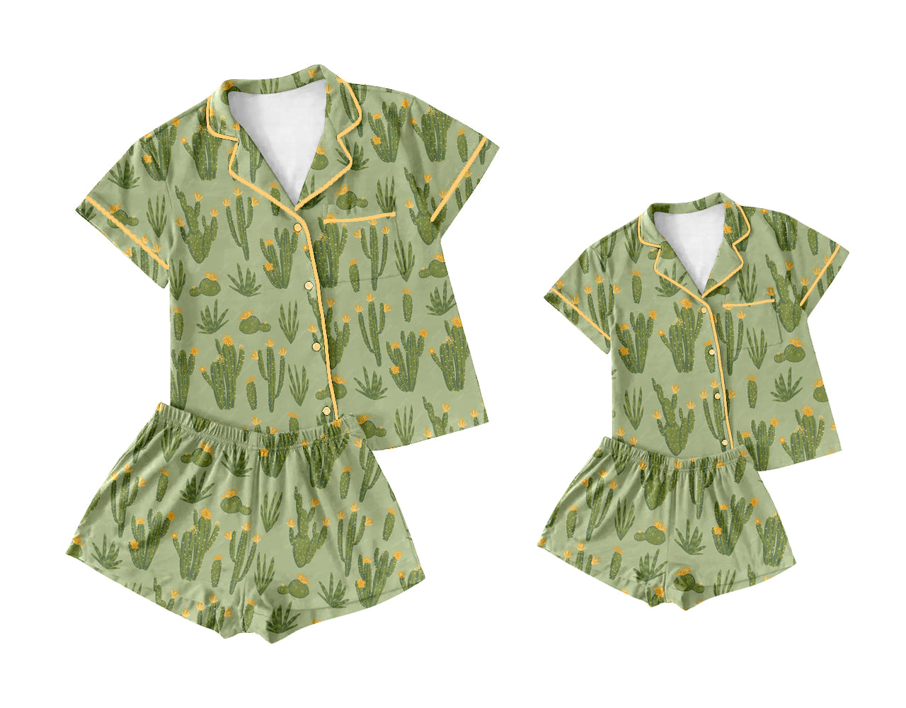 12.10 custom each style moq 5eta 4-6week Sibling Sister catcus baby boys short sleeve shorts sets and adult sets match design