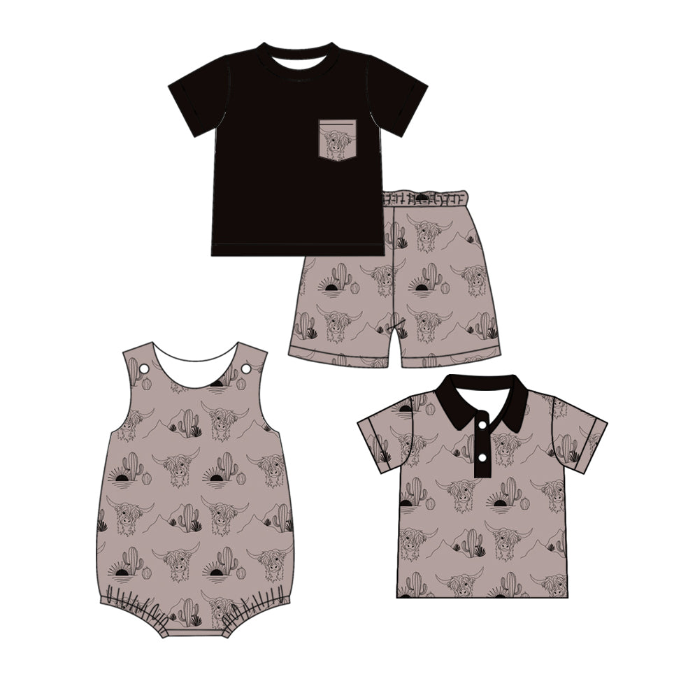 11.19 custom each style moq 5eta 4-6week Sibling Sister cow head baby boy short sleeve shorts sets and boy romper and top match design