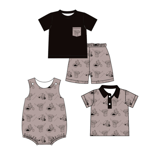 11.19 custom each style moq 5eta 4-6week Sibling Sister cow head baby boy short sleeve shorts sets and boy romper and top match design