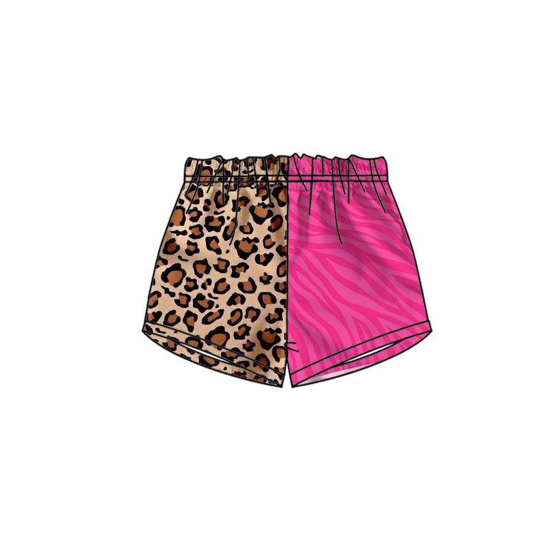 Custom moq 5 mix size milk silk Baby Girl's Western Turquoise Flower Leopard Print Elastic Waist Shorts