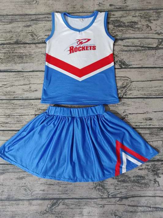 Custom moq 5 each style eta 6-7weeks baby girl clothes team blue sleeveless skirts sets-25.8.6
